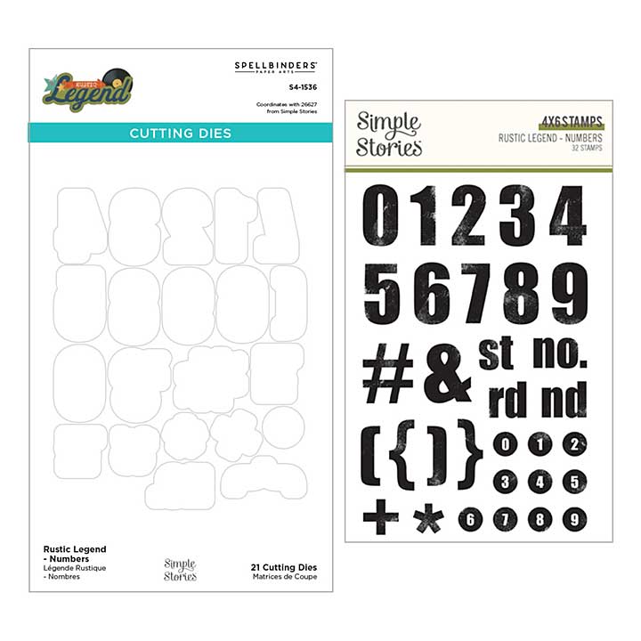 Rustic Legend Numbers Stamp Die Bundle with Simple Stories