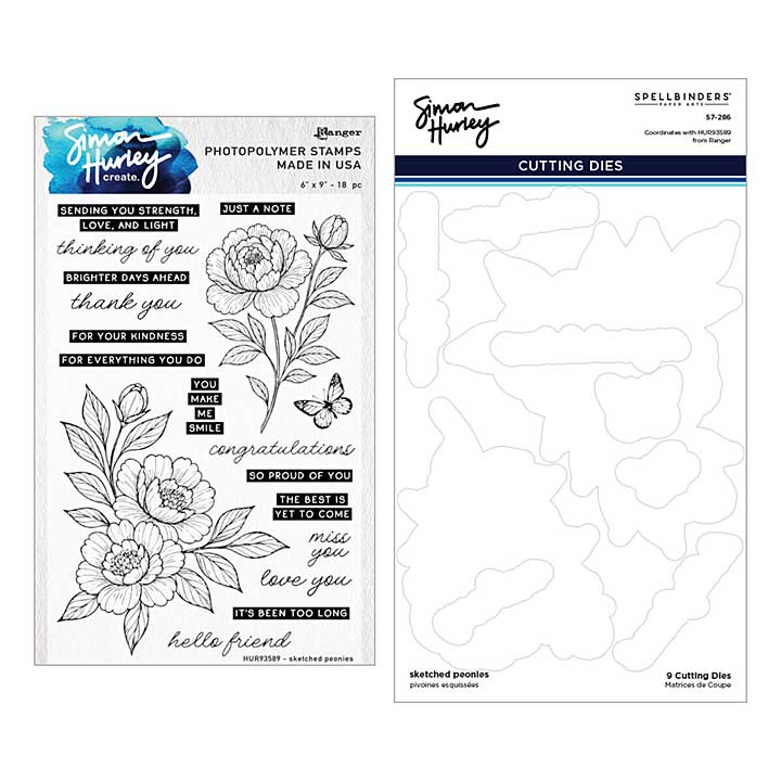 Sketched Peonies Stamp and Die Bundle by Simon Hurley