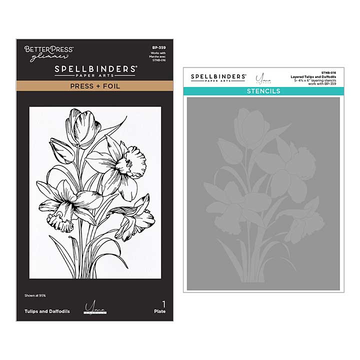 Tulips and Daffodils Press Foil Plate and Stencil Bundle by Yana Smakula