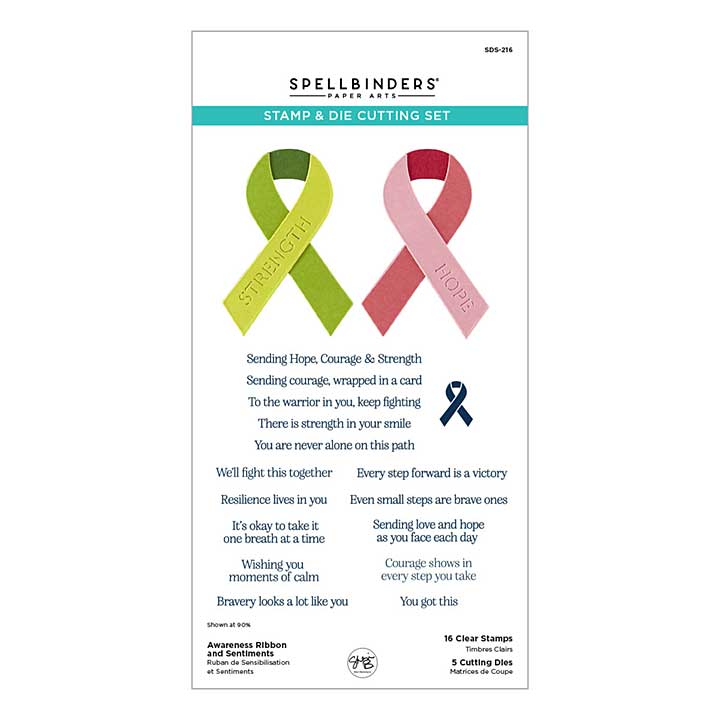 Spellbinders We All Have Baggage Stamp and Die Set Awareness Ribbon and Sentiments by Sheri Ballantyne