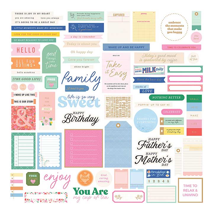 Spellbinders Breakfast in Bed Cardstock Die Cut Ephemera Sentiments