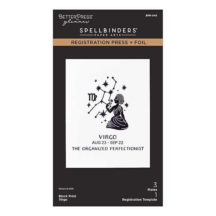 Spellbinders Block Print Zodiacs Registration Press + Foil Plate Virgo