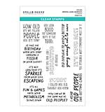 Spellbinders Aged to Perfection Clear Stamp Set Birthday Laughs Sentiments