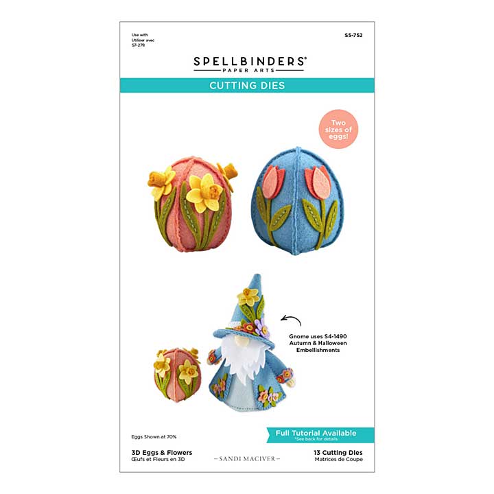 Spellbinders 3D Felt Décor Etched Dies Spring Eggs and Flowers