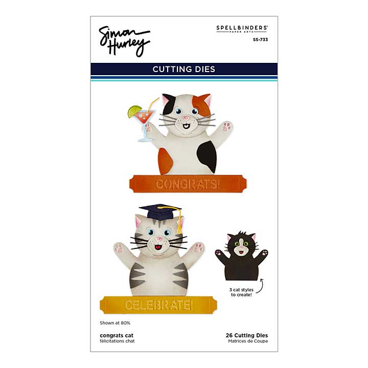 Spellbinders Sending Hugs Etched Dies Congrats Cat