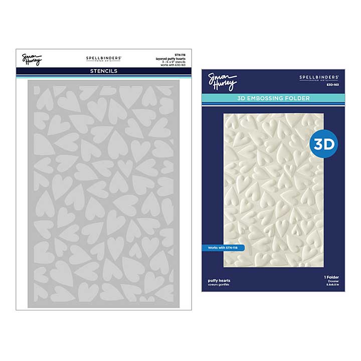 Spellbinders Sending Hugs 3D Folder and Stencil Bundle Puffy Hearts