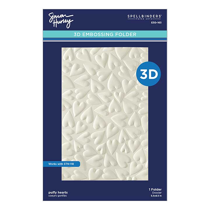 Spellbinders Sending Hugs 3D Embossing Folder Puffy Hearts