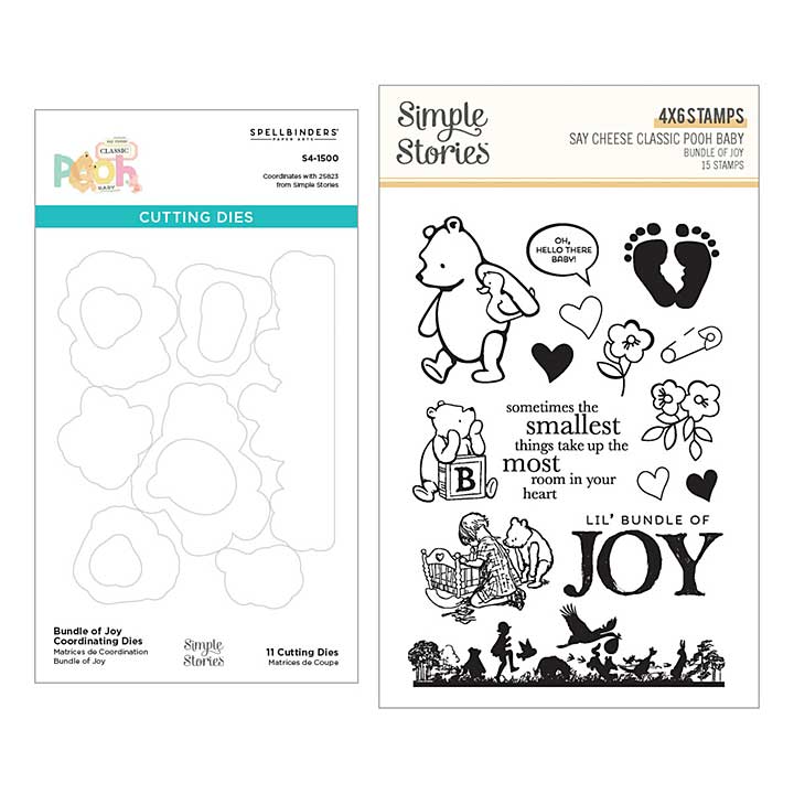 Spellbinders Say Cheese Classic Pooh Baby Stamp and Die Bundle Bundle of Joy