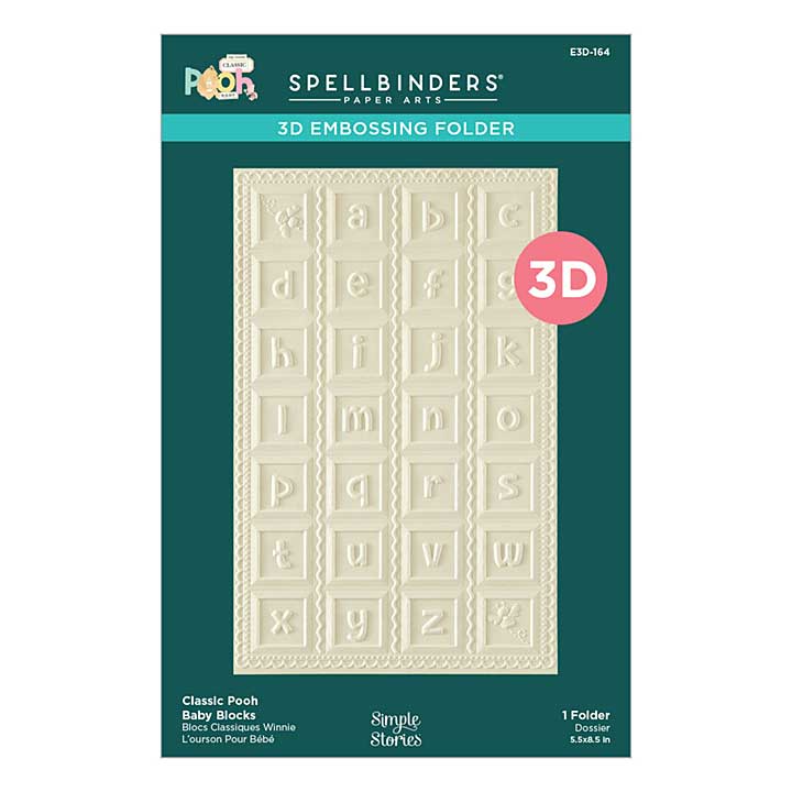 Spellbinders Say Cheese Classic Pooh Baby 3D Embossing Folder Classic Pooh Baby Blocks