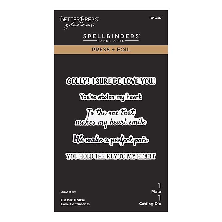 Spellbinders Classic Mouse Love Press + Foil Plate and Die Set Sentiments