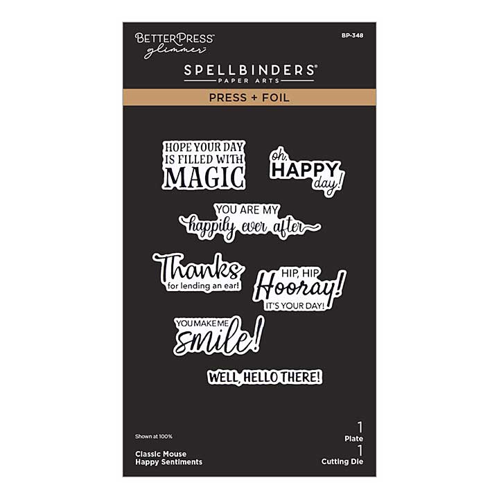 Spellbinders Classic Mouse Love Press + Foil Plate and Die Set Happy Sentiments
