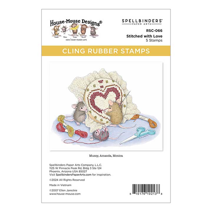 Spellbinders House-Mouse Heart and Soul Cling Rubber Stamps Stitched with Love