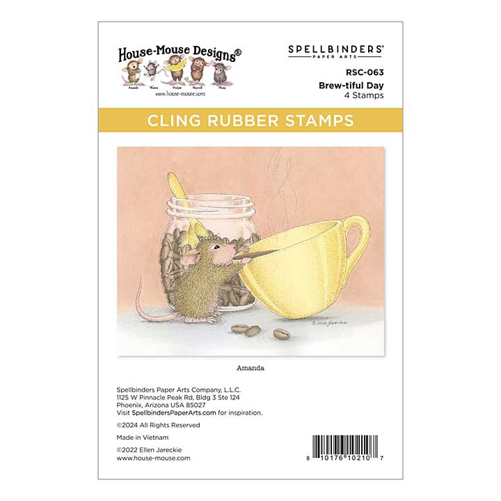 Spellbinders House-Mouse Heart and Soul Cling Rubber Stamps Brew-tiful Day