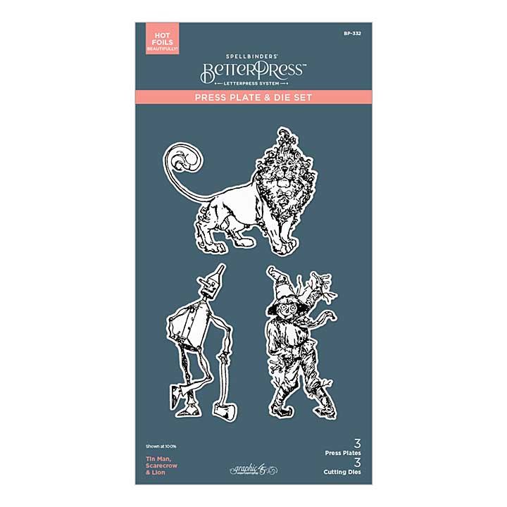 Spellbinders Wonder of Oz BetterPress Plate and Die Set Tin Man, Scarecrow and Lion