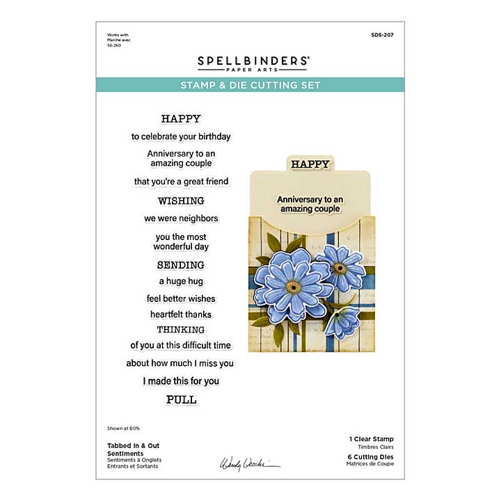 Spellbinders Tabbed Classics Clear Stamp and Die Set Tabbed In and Out Sentiments