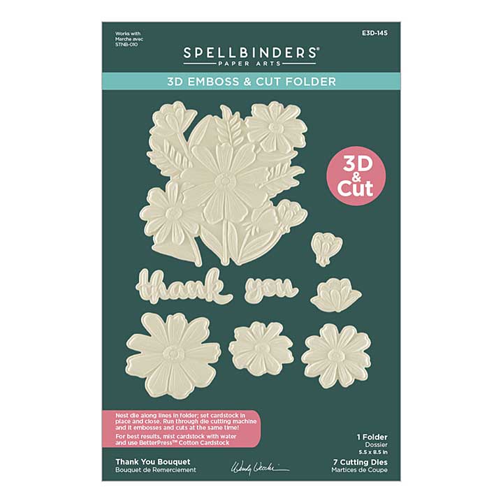 Spellbinders Tabbed Classics 3D Emboss and Cut Folder Thank You Bouquet