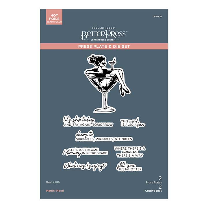 Spellbinders Happier Hour BetterPress Plate and Die Set Martini Mood
