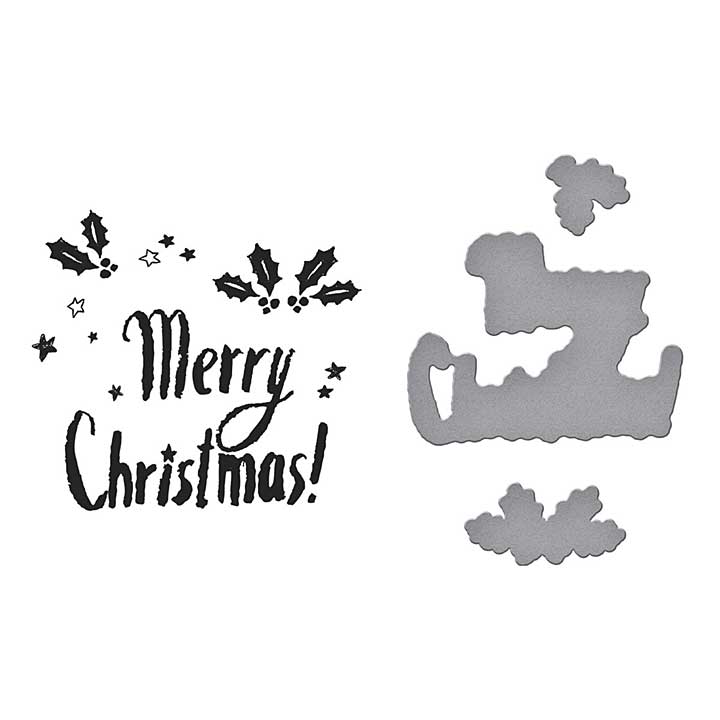 Spellbinders Starry Holiday Registration Press Plate and Die Set Starry Merry Christmas