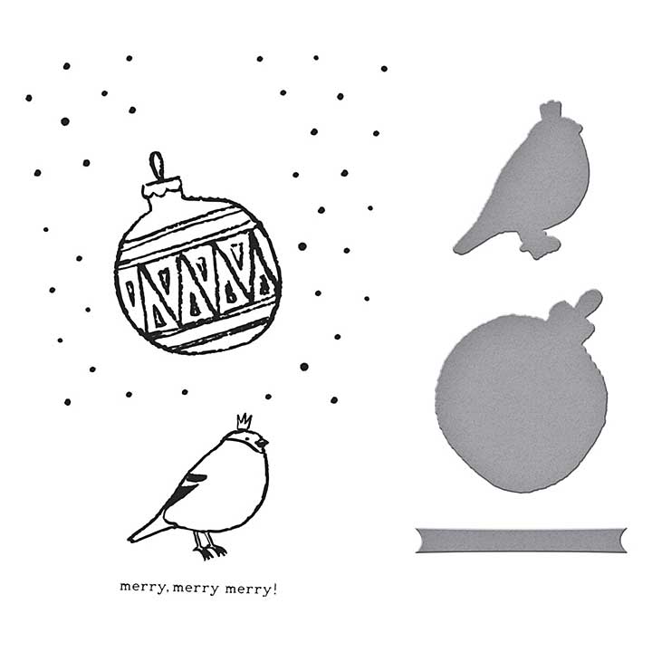 Spellbinders Starry Holiday Registration Press Plate and Die Set Merry, Merry, Merry Bird