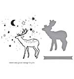 Spellbinders Starry Holiday Registration Press Plate and Die Set Cheer and Good Tidings Deer