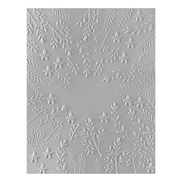 Spellbinders Starry Holiday 3D Embossing Folder Stars and Fronds Frame