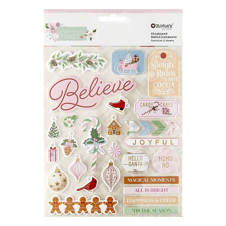 Spellbinders Peppermint Twist Chipboard Stickers