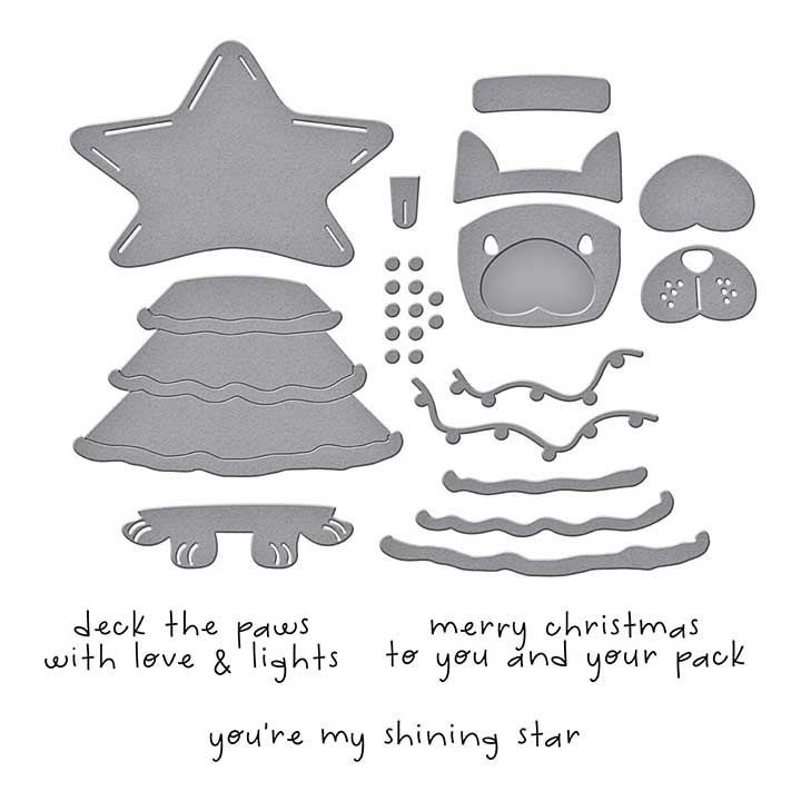 Spellbinders Merry Mischief Clear Stamp and Die Set Deck the Paws