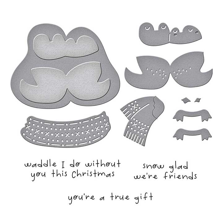 Spellbinders Merry Mischief Clear Stamp and Die Set Cozy Waddles