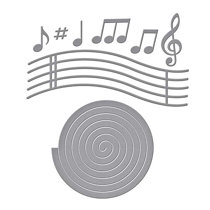 Spellbinders Bibis Musical Notes Etched Dies Musical Notes and Stave Pop-Up