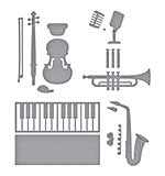Spellbinders Bibis Musical Notes Etched Dies Mini Musical Instruments