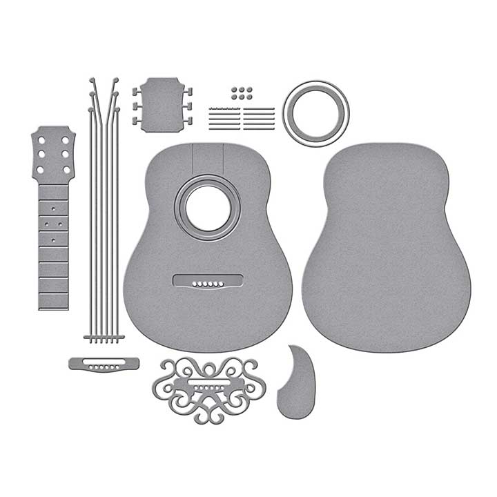 Spellbinders Bibis Musical Notes Etched Dies Majestic Guitar