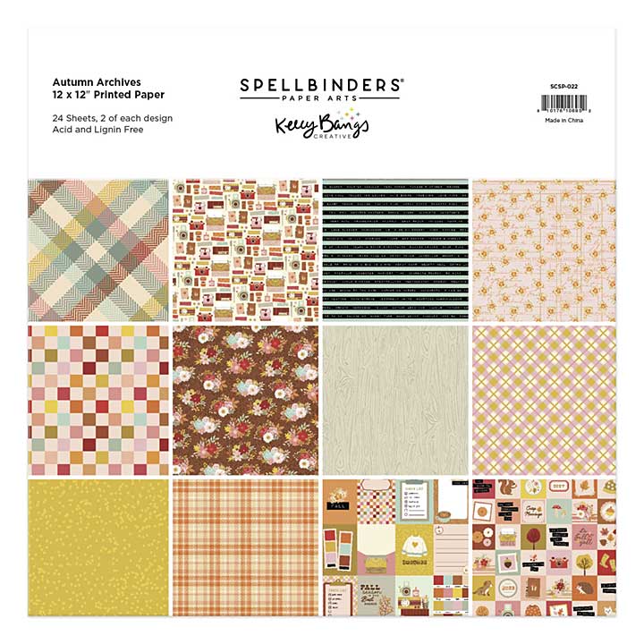 Spellbinders Autumn Archives 12x12 Inch Printed Paper Pack