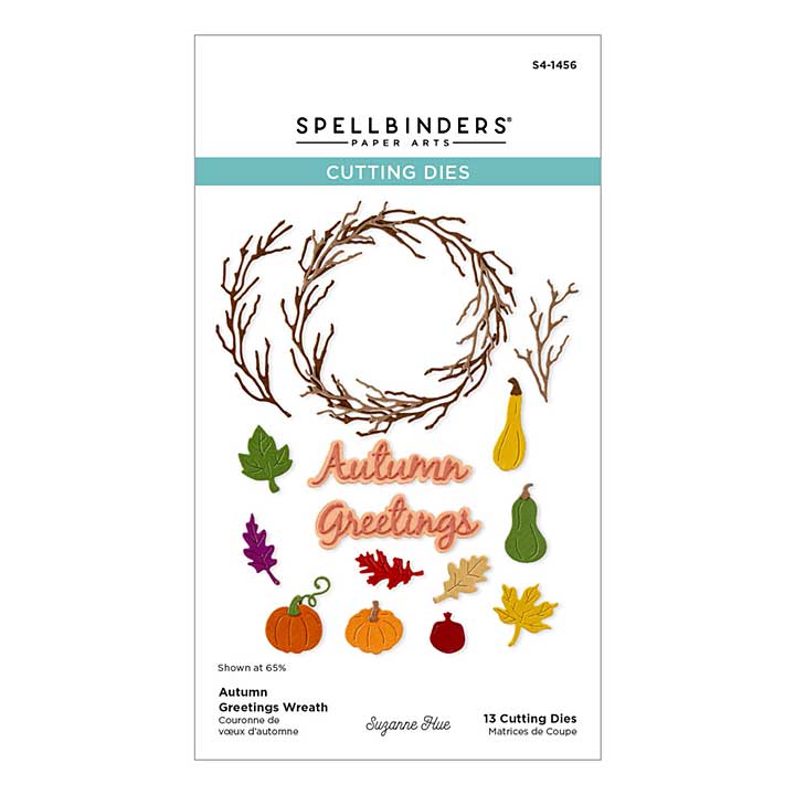Spellbinders Texture and Foliage Etched Dies Autumn Greetings Wreath