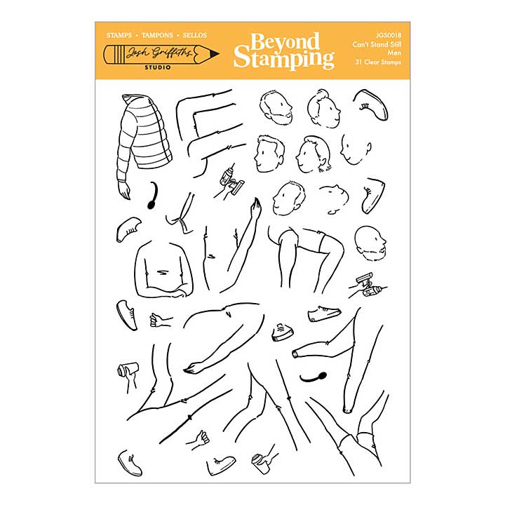 Spellbinders Beyond Stamping Cant Stand Still 2 -Men Clear Stamp Set by Josh Griffiths Studio
