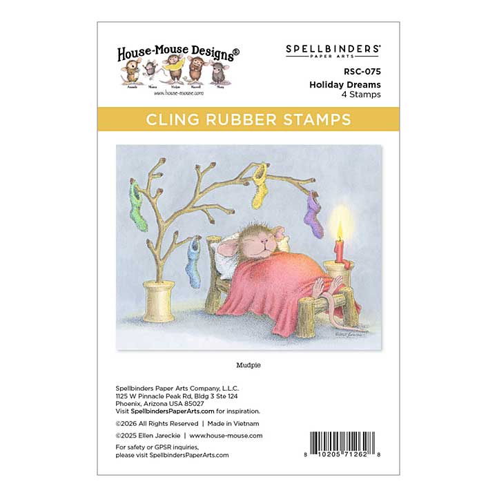 Spellbinders House-Mouse Holiday Dreams Cling Rubber Stamp Set
