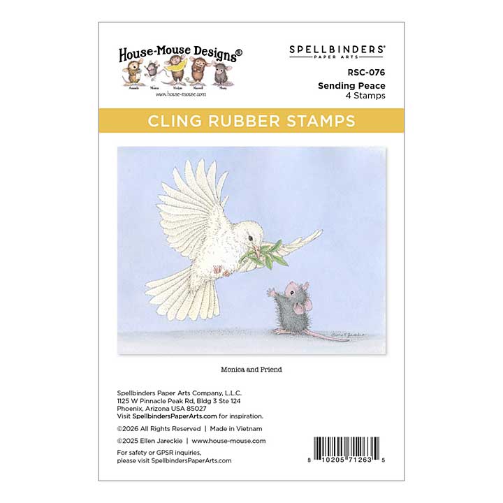 Spellbinders House-Mouse Sending Peace Cling Rubber Stamp Set