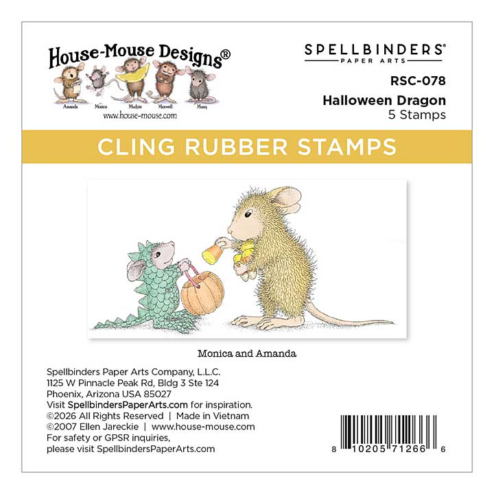 Spellbinders House-Mouse Halloween Dragon Cling Rubber Stamp Set