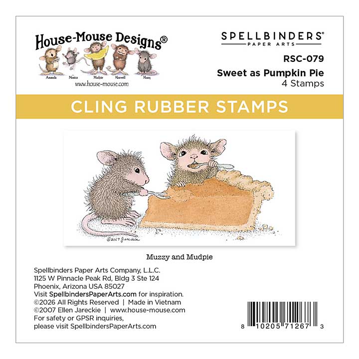 Spellbinders House-Mouse Sweet as Pumpkin Pie Cling Rubber Stamp Set