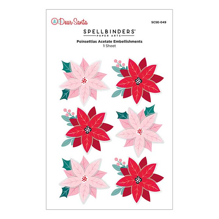 Spellbinders Dear Santa Poinsettias Dimensional Stickers
