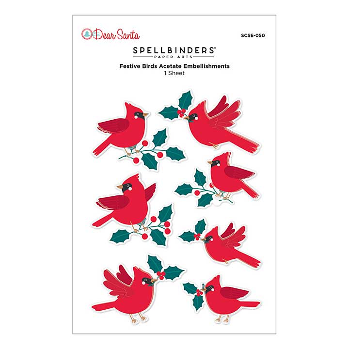Spellbinders Dear Santa Festive Birds Dimensional Stickers