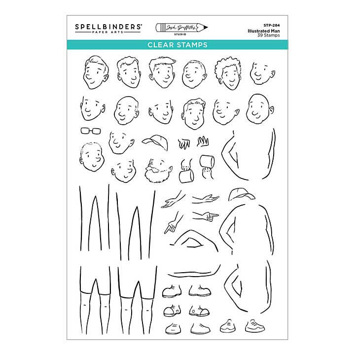 Spellbinders Illustrated Man Clear Stamp Set by Josh Griffiths Studio