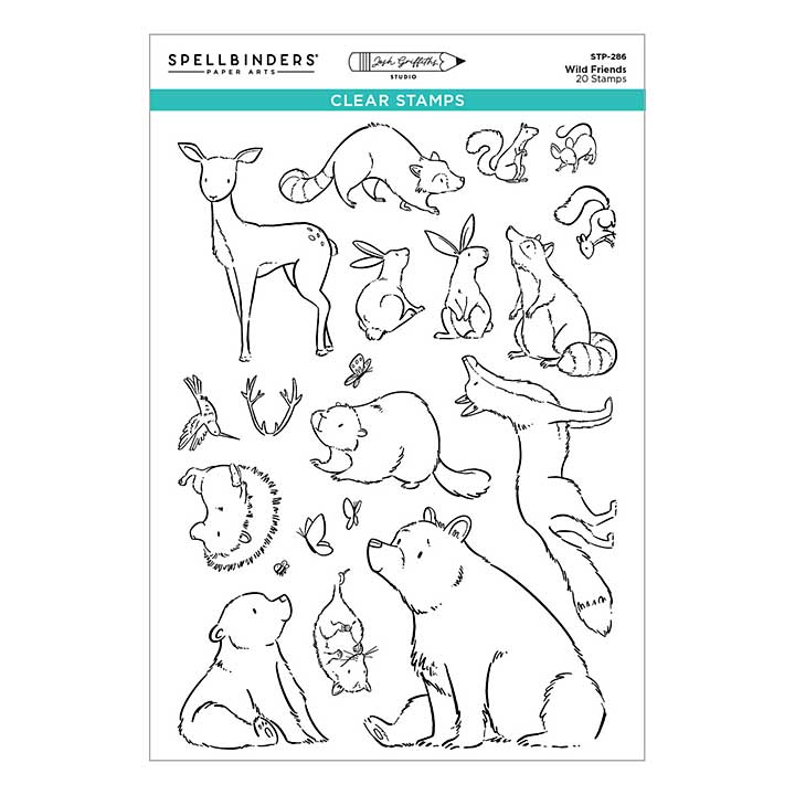 Spellbinders Wild Friends Clear Stamp Set by Josh Griffiths Studio