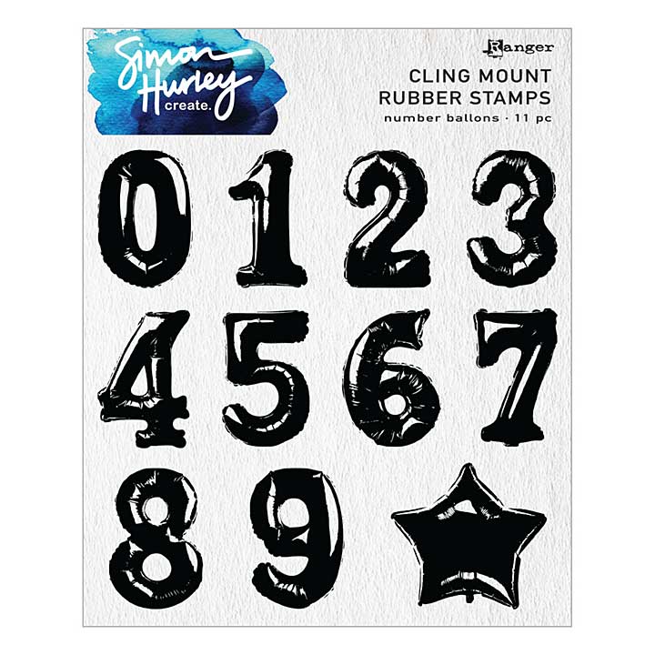 Spellbinders Ranger Number Balloons Cling Rubber Stamp Set by Simon Hurley create