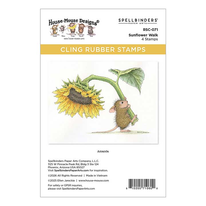 Spellbinders House-Mouse Sunflower Walk Cling Rubber Stamp Set