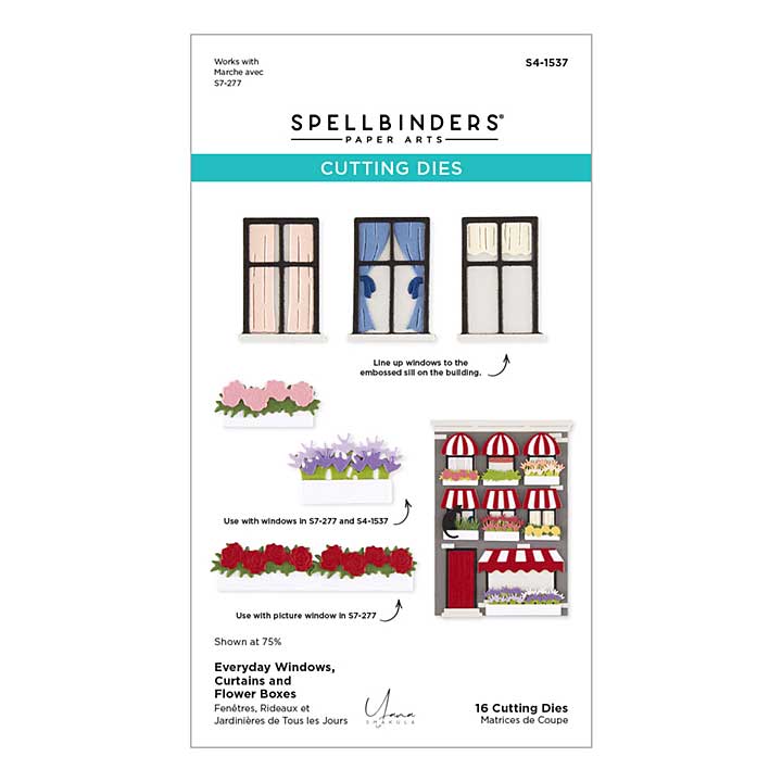 Spellbinders Everyday Windows Curtains and Flower Boxes Etched Dies by Yana Smakula