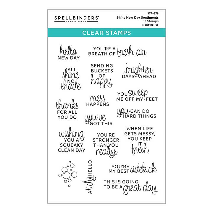 Spellbinders Shiny New Day Sentiments Clear Stamp Set
