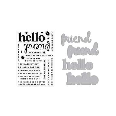 Spellbinders Hero Arts Hello Friend Clear Stamp and Die Bundle
