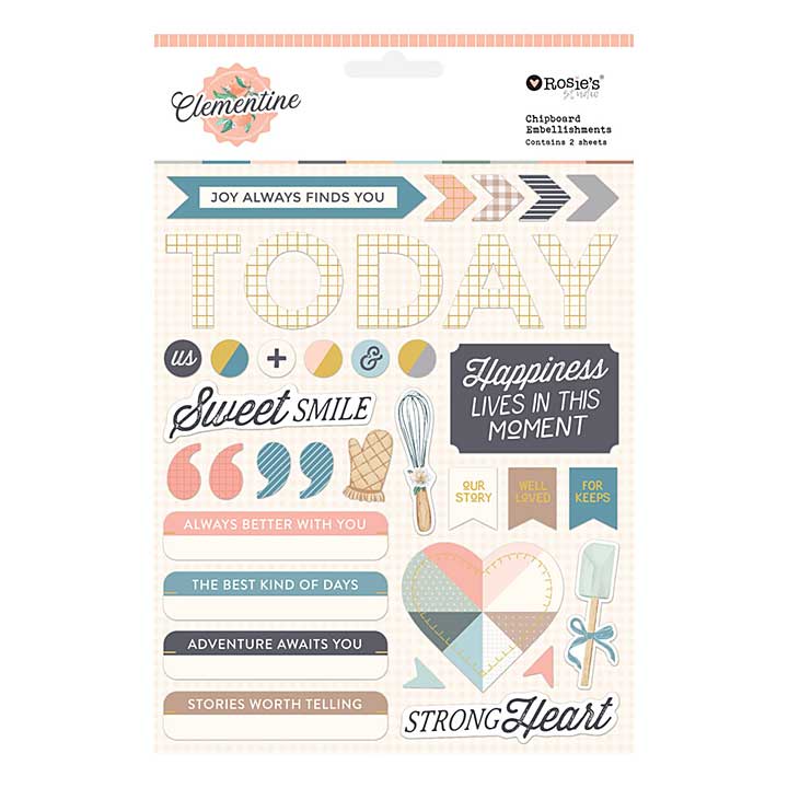 Spellbinders Rosies Studio Clementine Chipboard Embellishments
