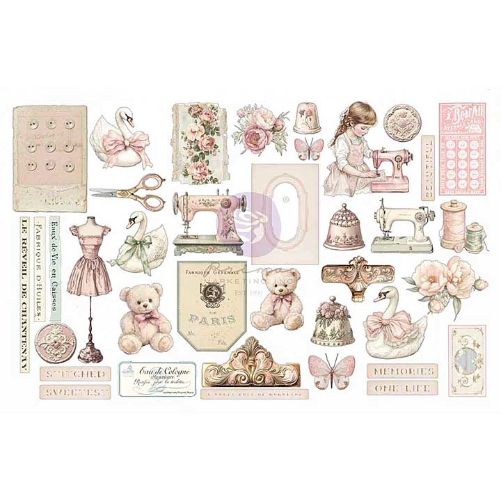 Prima Buttons & Keepsakes by Frank Garcia Stiched Clippings Ephemera
