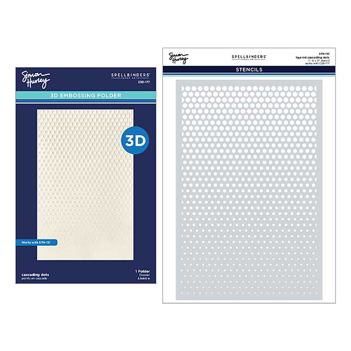 Spellbinders Cascading Dots 3D Embossing Folder and Stencil Bundle by Simon Hurley